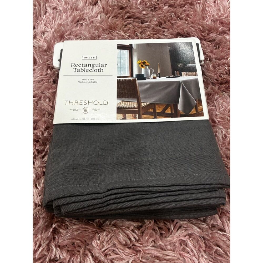 Threshold Charcoal Gray Solid Tablecloth - Rectangular Dining Cover